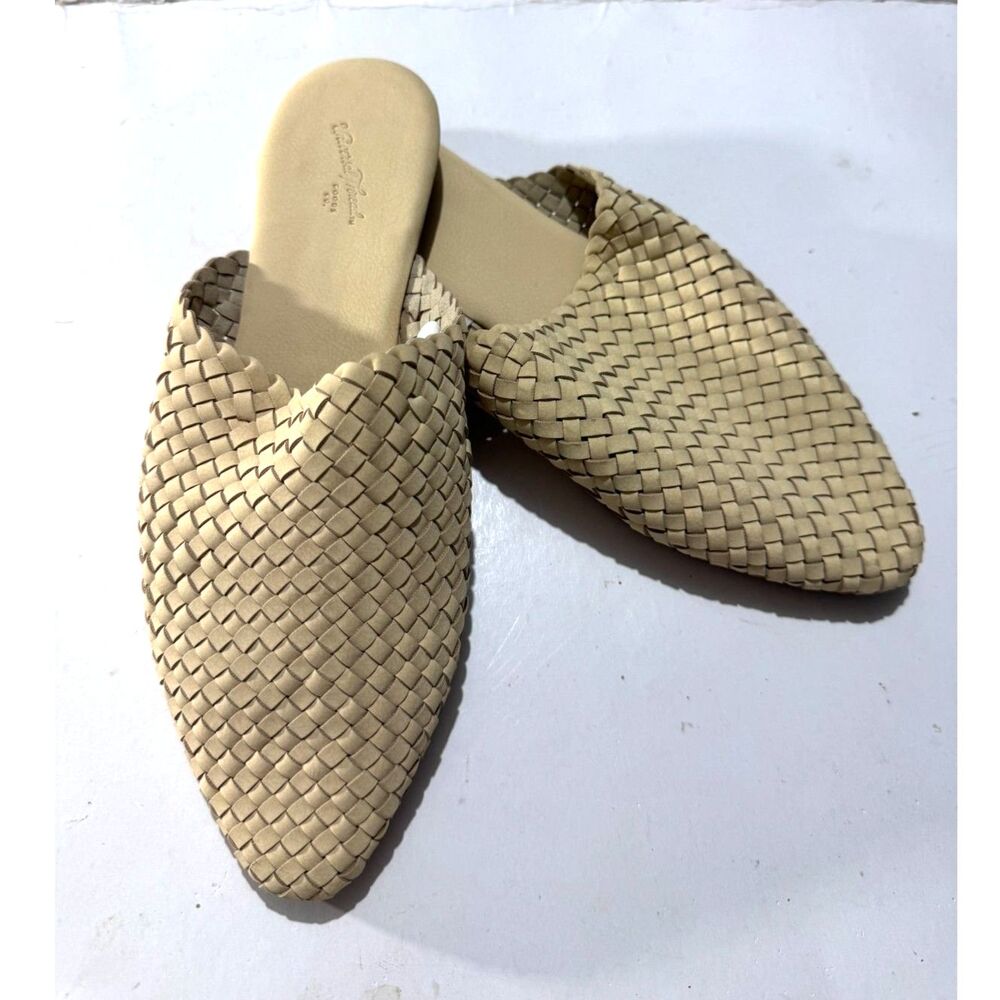 Universal thread loafers slip on braided neutral pointed toes beige women 7.5